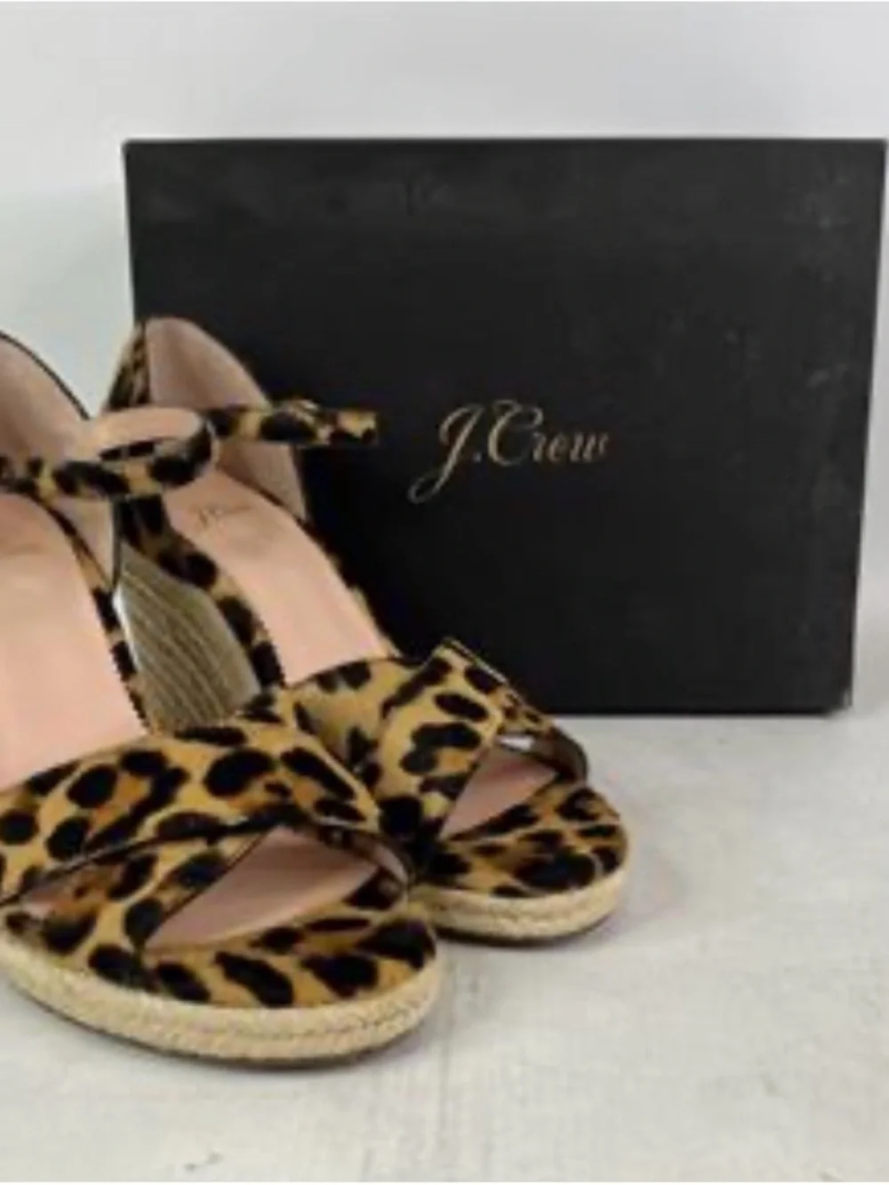 J. Crew Leopard-Print Espadrille Wedge Sandals in Brown and Black